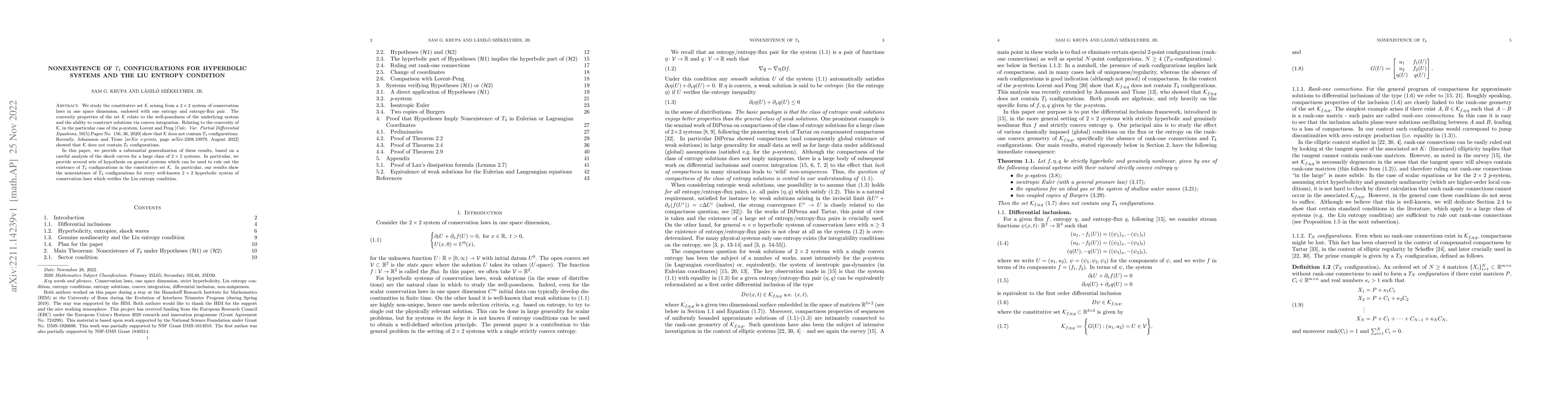 Thumbnail for Nonexistence of $T_4$ configurations for hyperbolic systems and the Liu
  entropy condition