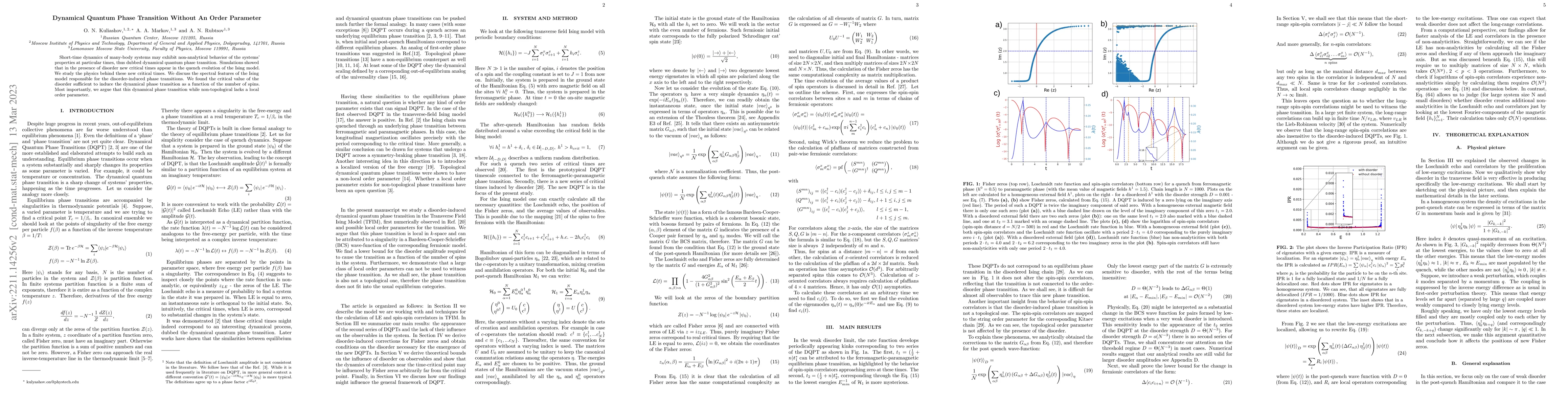Thumbnail for Dynamical Quantum Phase Transition Without An Order Parameter