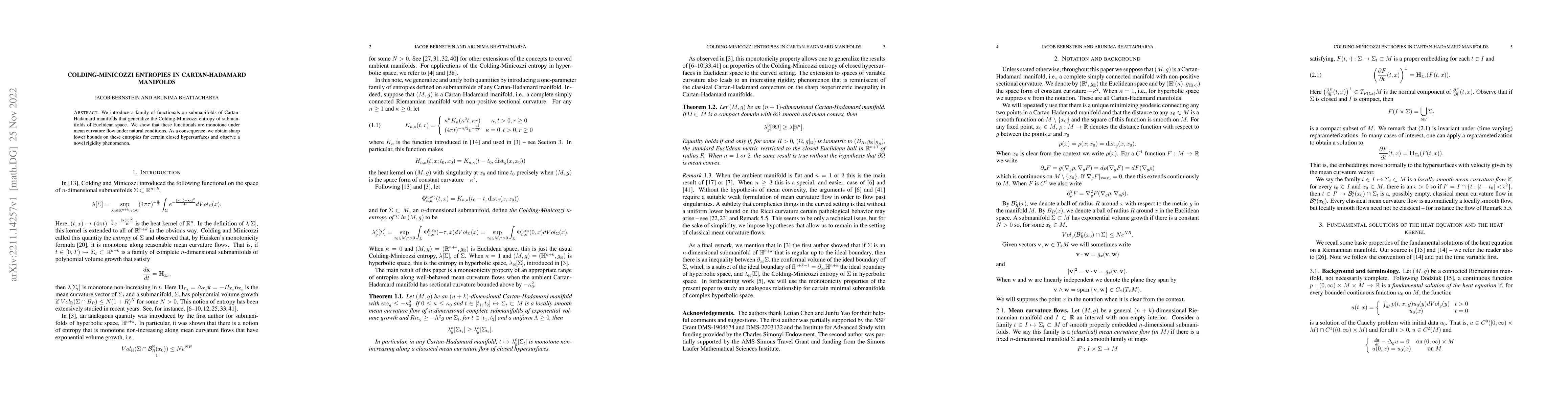 Thumbnail for Colding-Minicozzi Entropies in Cartan-Hadamard Manifolds