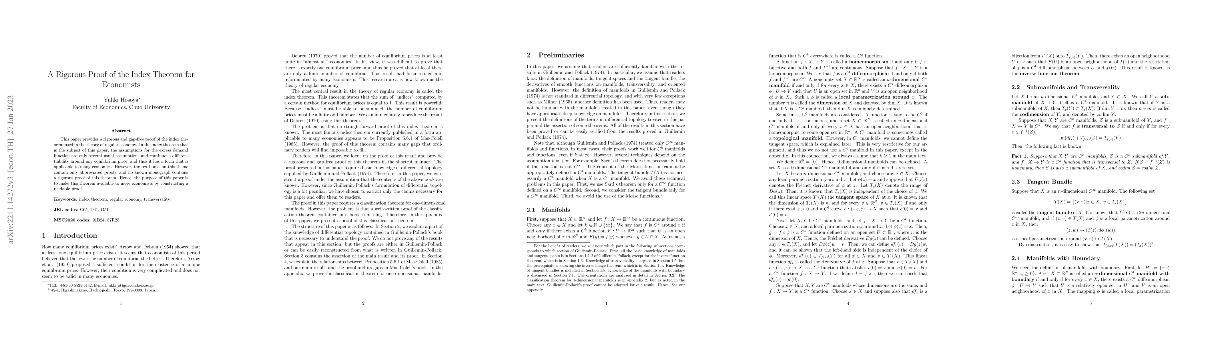 Thumbnail for A Rigorous Proof of the Index Theorem for Economists