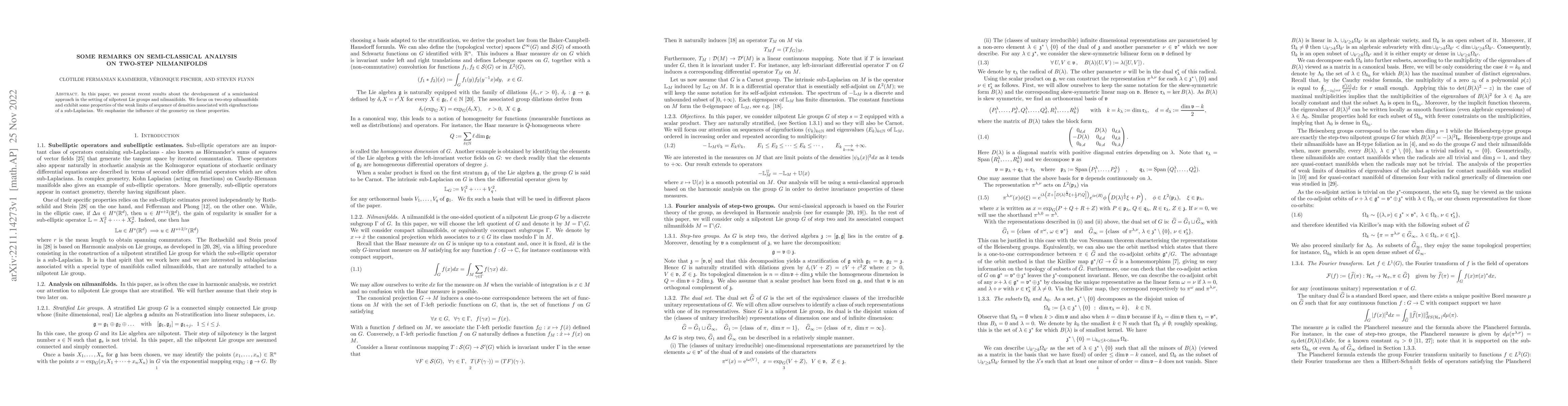 Thumbnail for Some remarks on semi-classical analysis on two-step Nilmanifolds