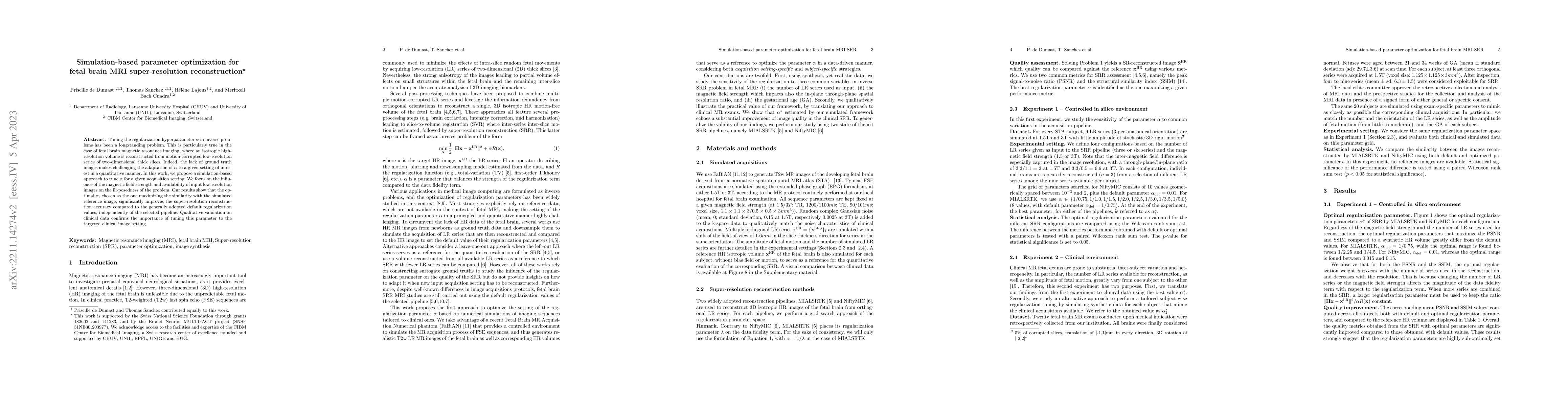 Thumbnail for Simulation-based parameter optimization for fetal brain MRI
  super-resolution reconstruction