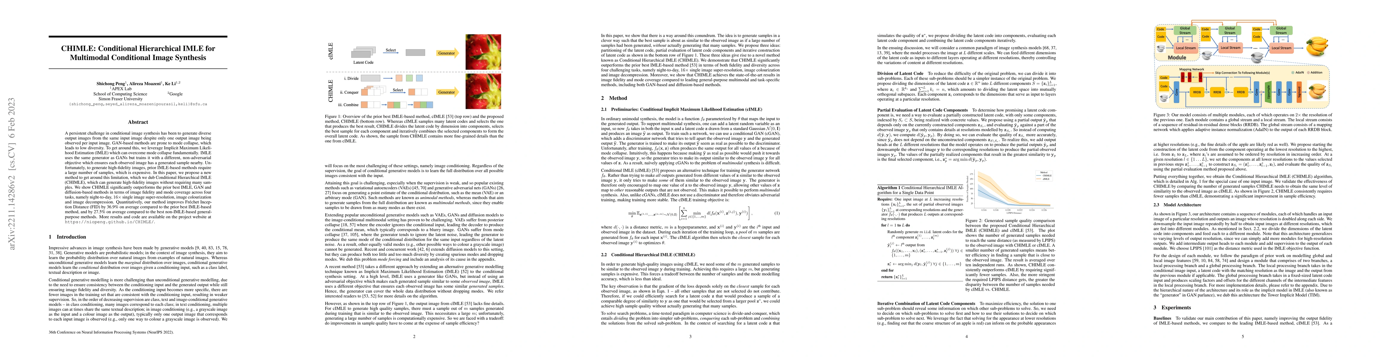Thumbnail for CHIMLE: Conditional Hierarchical IMLE for Multimodal Conditional Image
  Synthesis