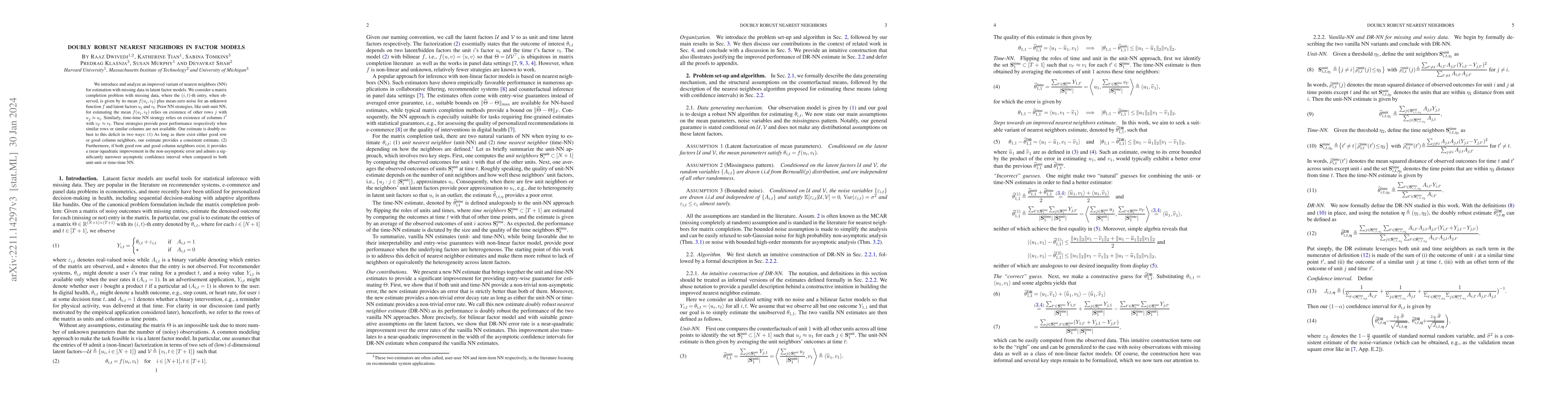 Thumbnail for Doubly robust nearest neighbors in factor models