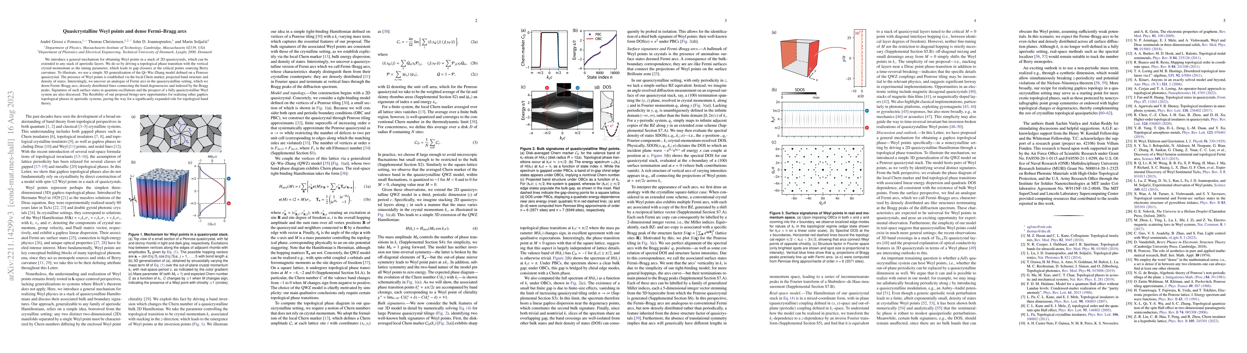 Thumbnail for Quasicrystalline Weyl points and dense Fermi-Bragg arcs