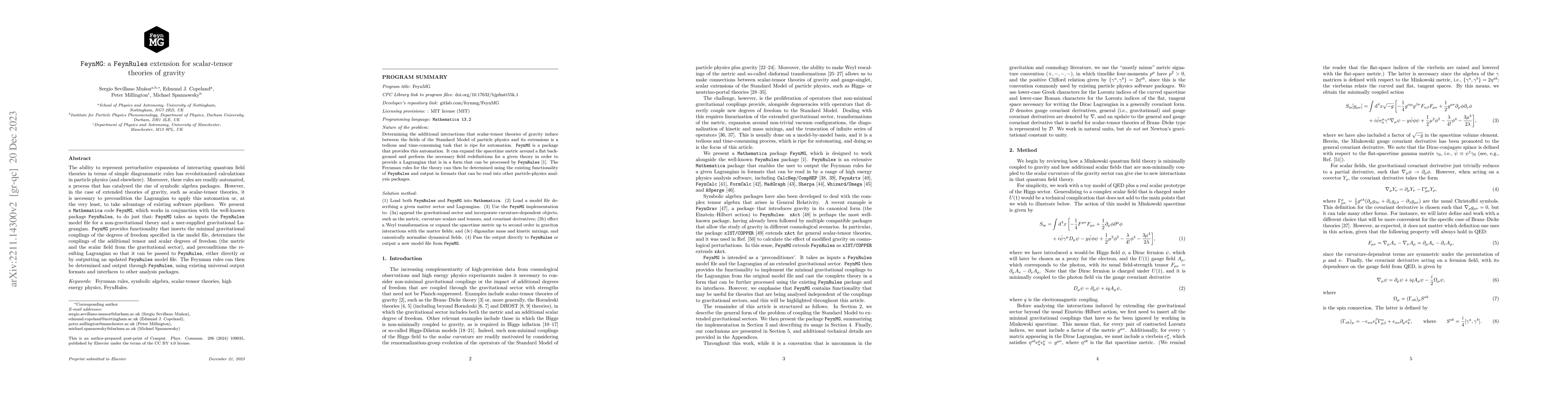 Thumbnail for FeynMG: a FeynRules extension for scalar-tensor theories of gravity