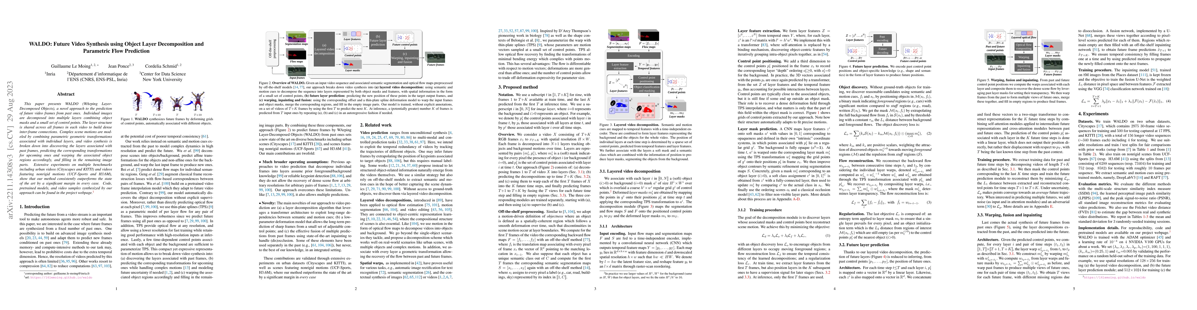 Thumbnail for WALDO: Future Video Synthesis using Object Layer Decomposition and
  Parametric Flow Prediction