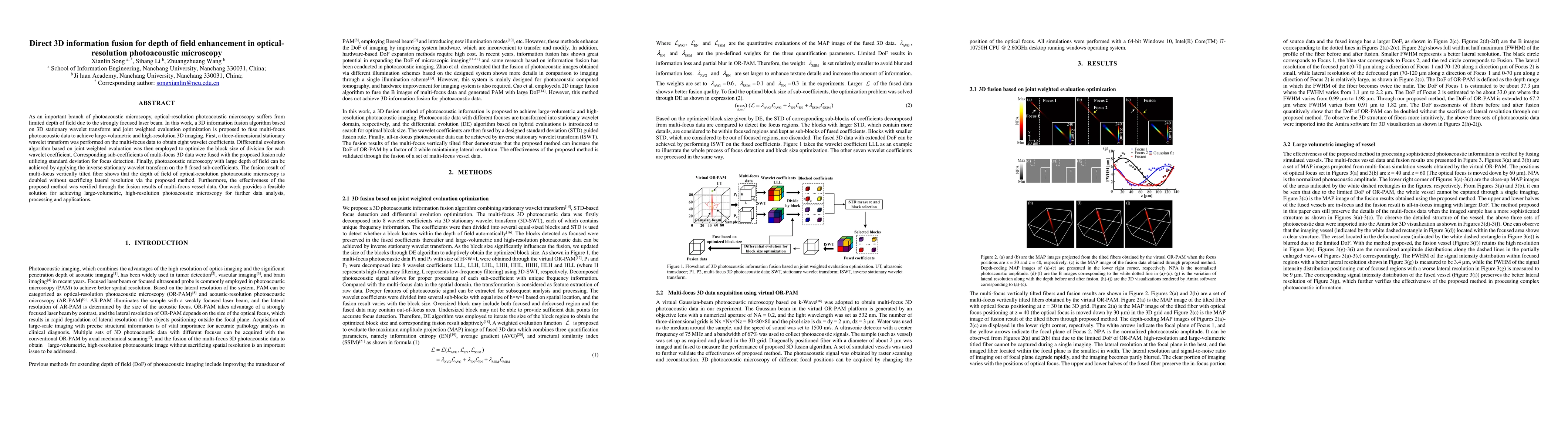 Thumbnail for Direct 3D information fusion for depth of field enhancement in
  optical-resolution photoacoustic microscopy