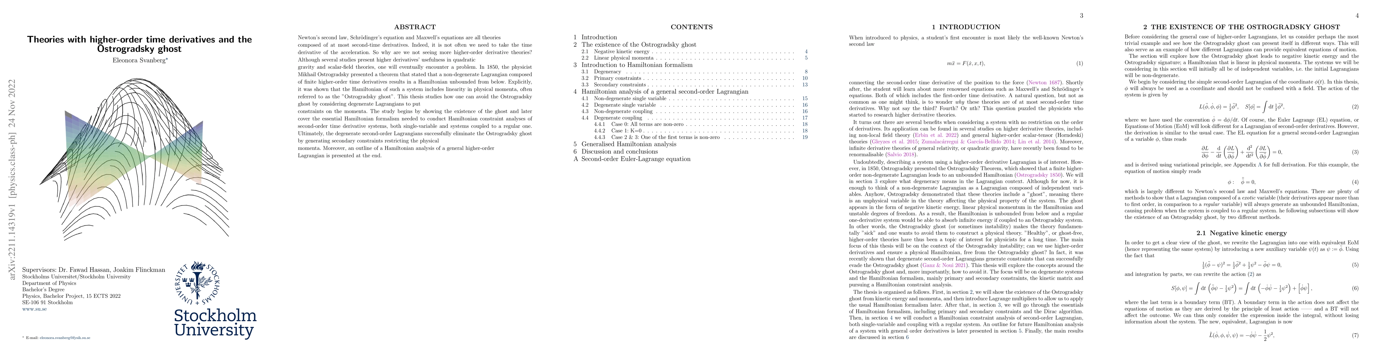 Thumbnail for Theories with higher-order time derivatives and the Ostrogradsky ghost