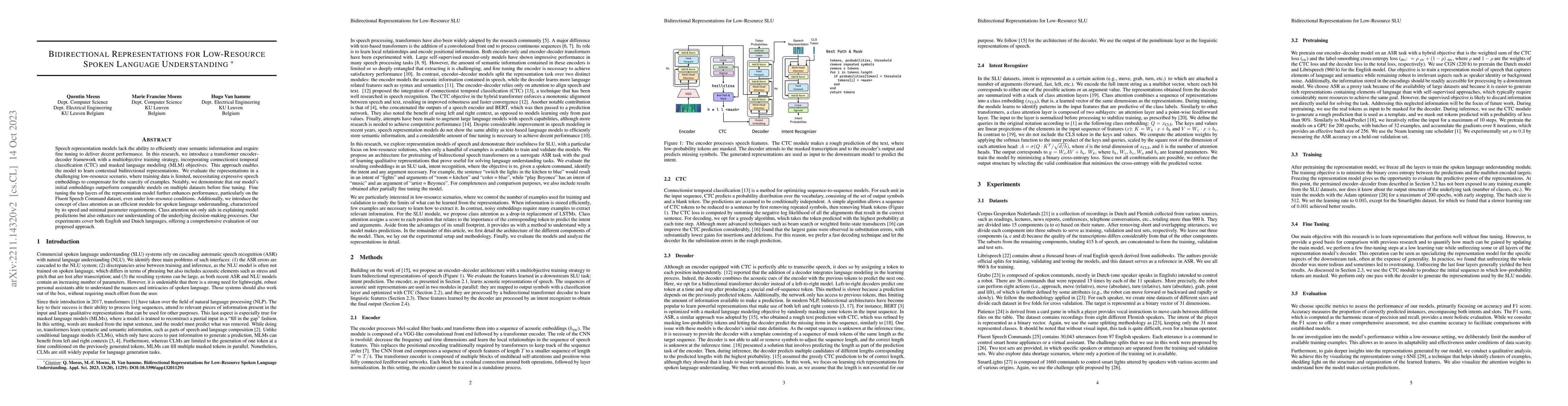 Thumbnail for Bidirectional Representations for Low Resource Spoken Language
  Understanding