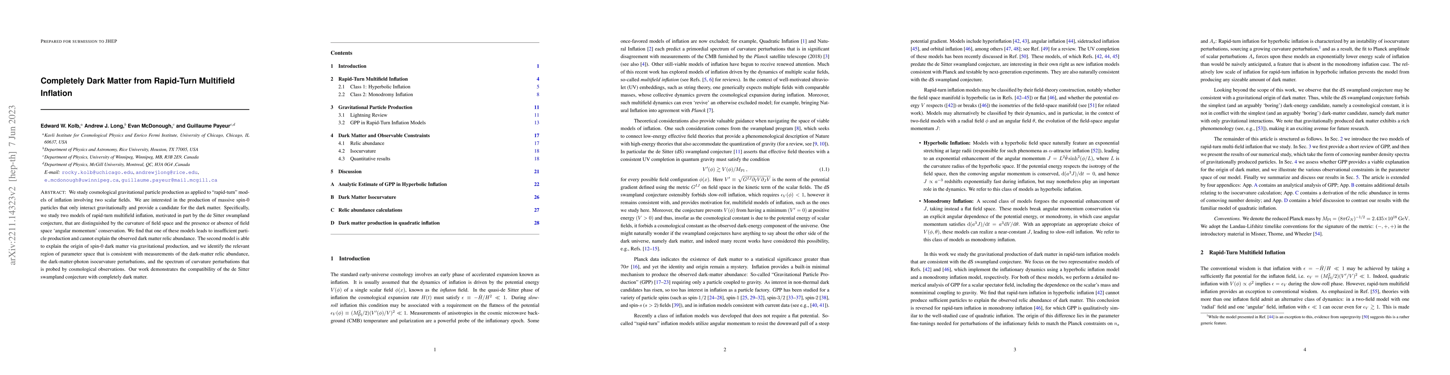 Thumbnail for Completely Dark Matter from Rapid-Turn Multifield Inflation