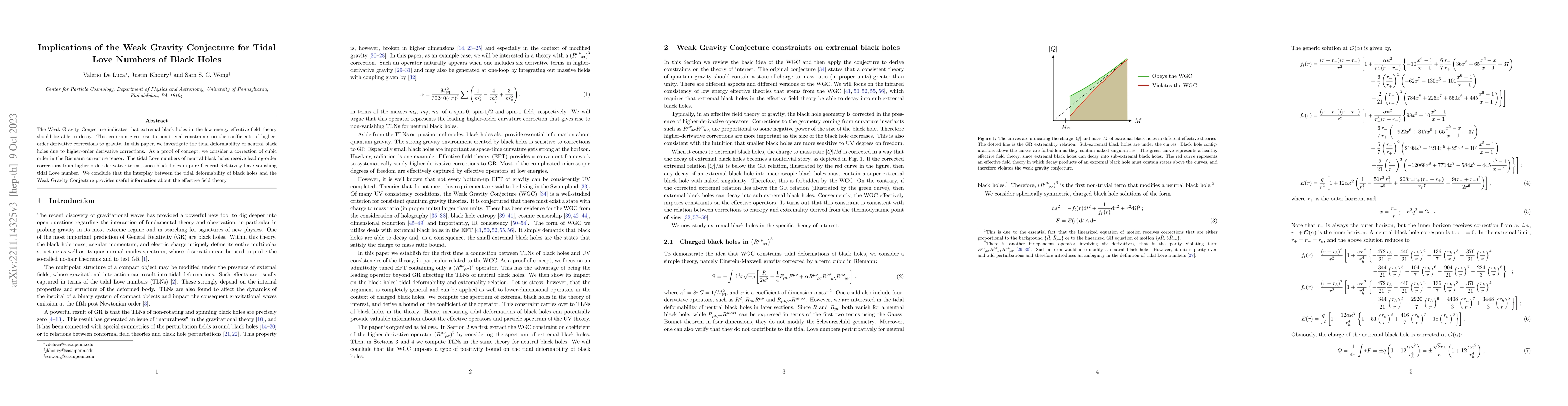 Thumbnail for Implications of the Weak Gravity Conjecture for Tidal Love Numbers of
  Black Holes