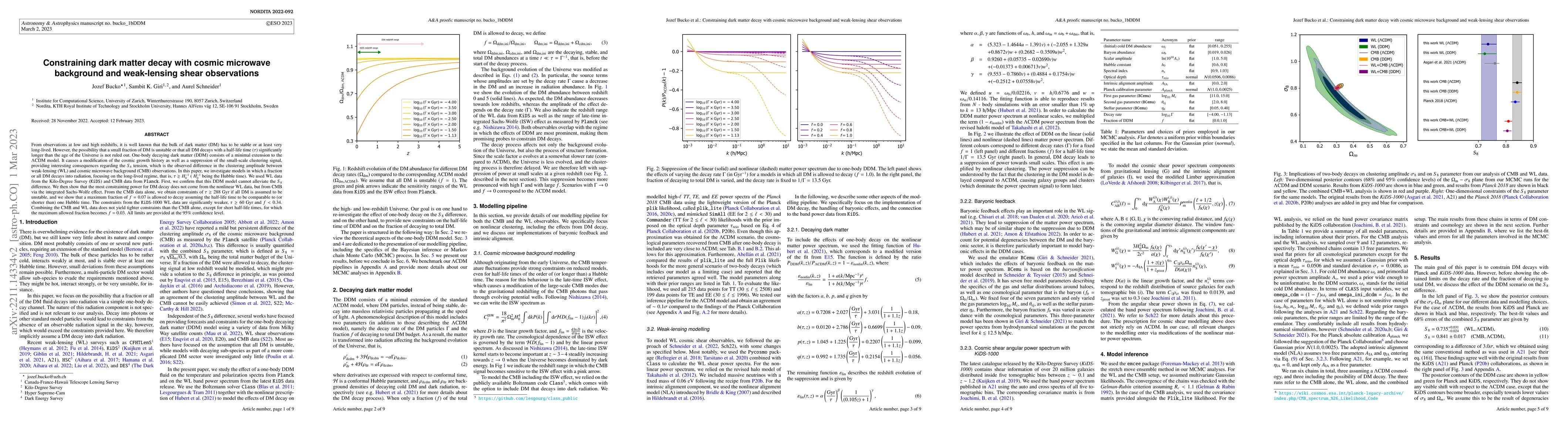 Thumbnail for Constraining dark matter decays with cosmic microwave background and
  weak lensing shear observations