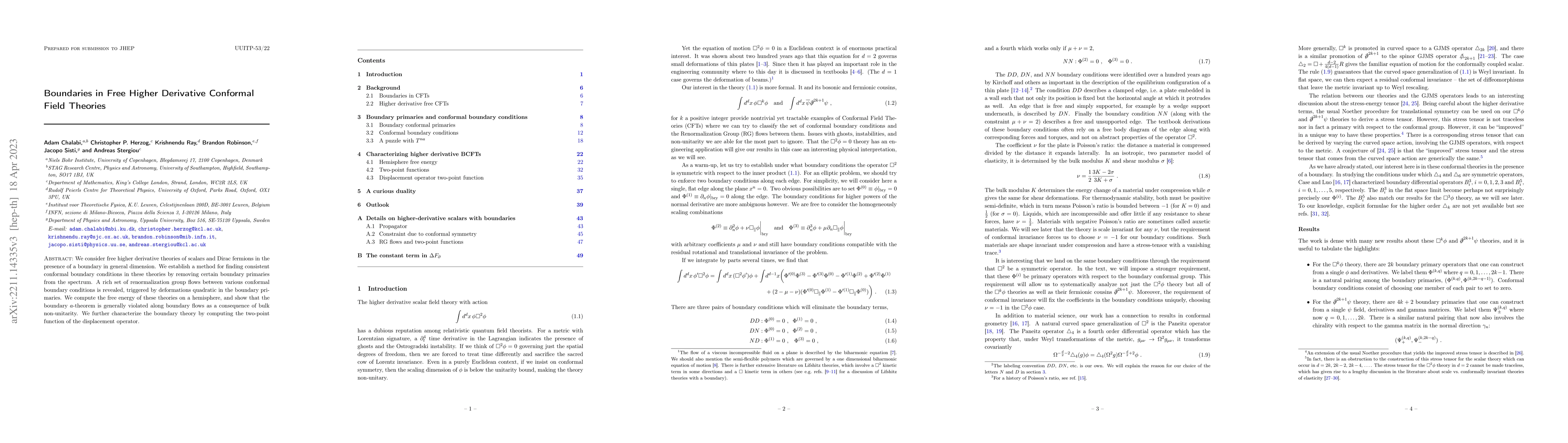 Thumbnail for Boundaries in Free Higher Derivative Conformal Field Theories