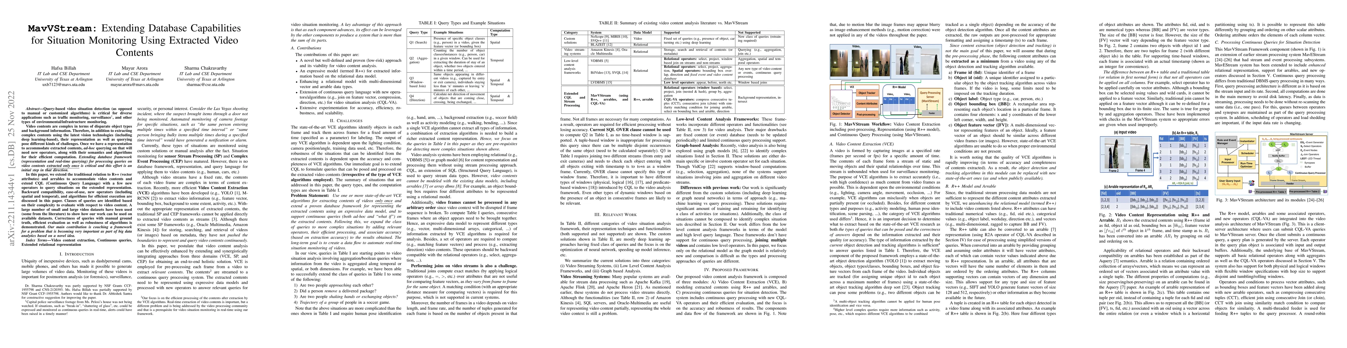 Thumbnail for MavVStream: Extending Database Capabilities for Situation Monitoring
  Using Extracted Video Contents