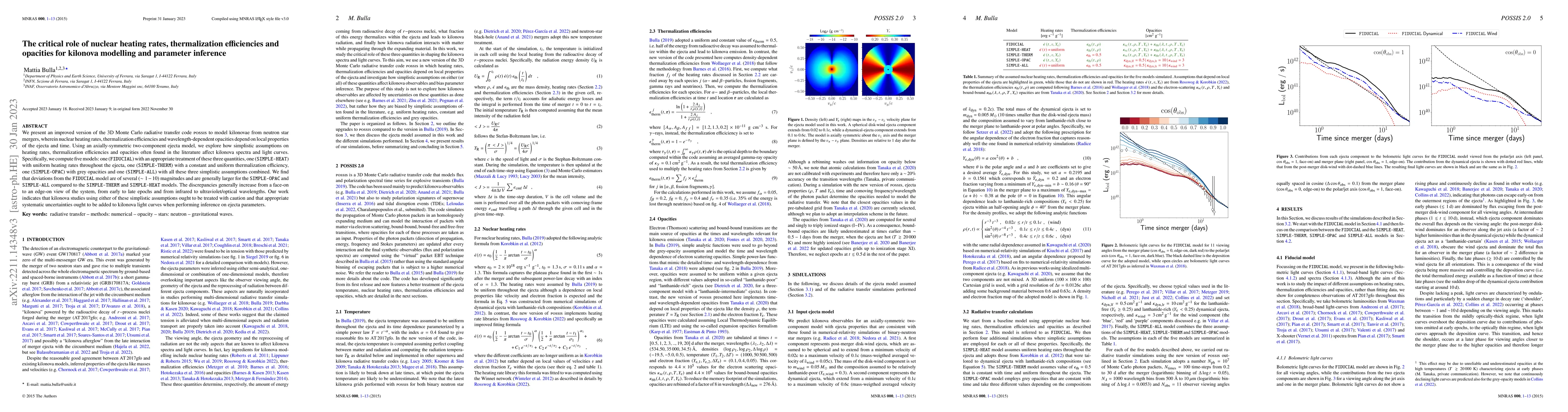 Thumbnail for The critical role of nuclear heating rates, thermalization efficiencies
  and opacities for kilonova modelling and parameter inference