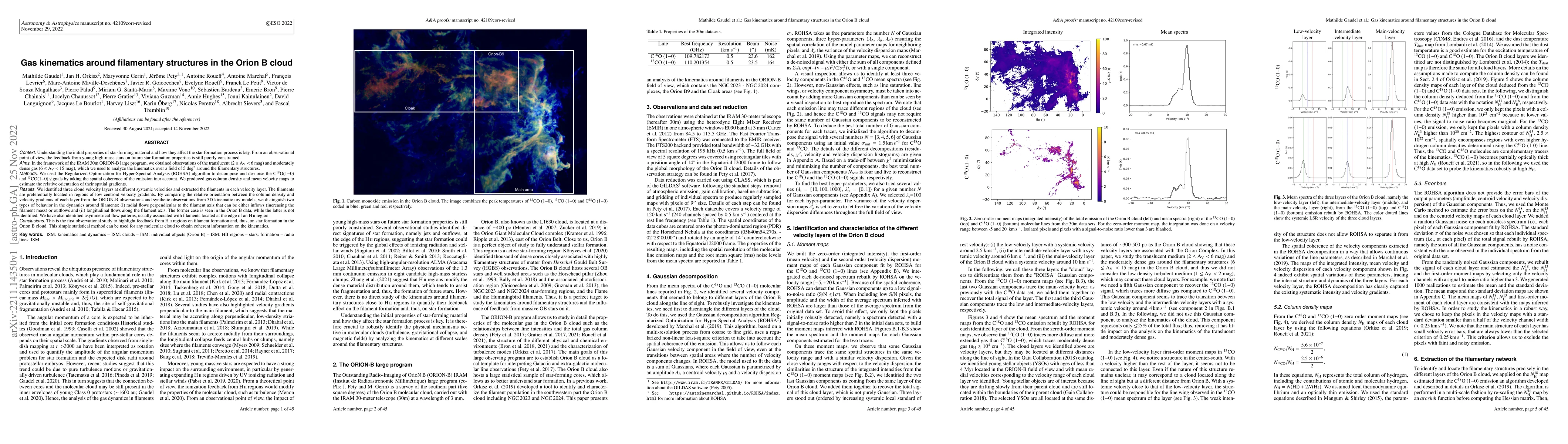 Thumbnail for Gas kinematics around filamentary structures in the Orion B cloud