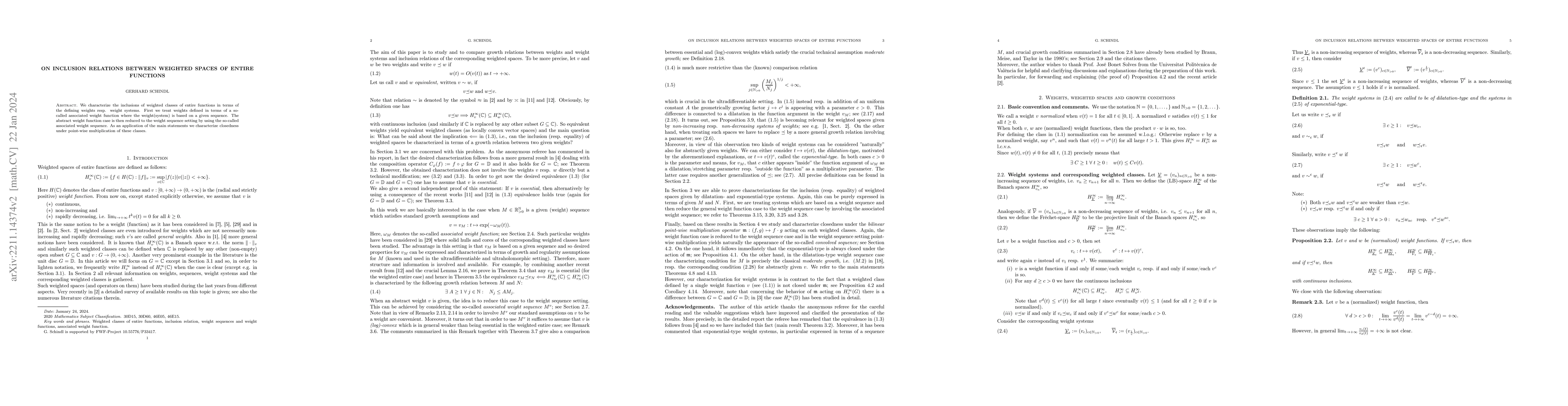 Thumbnail for On inclusion relations between weighted spaces of entire functions