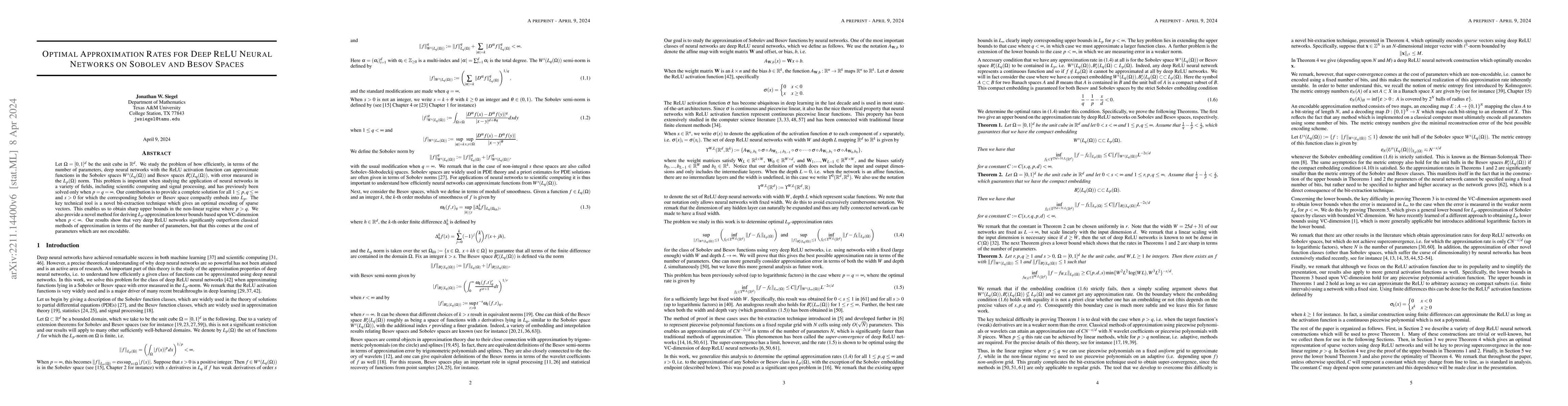 Thumbnail for Optimal Approximation Rates for Deep ReLU Neural Networks on Sobolev and
  Besov Spaces