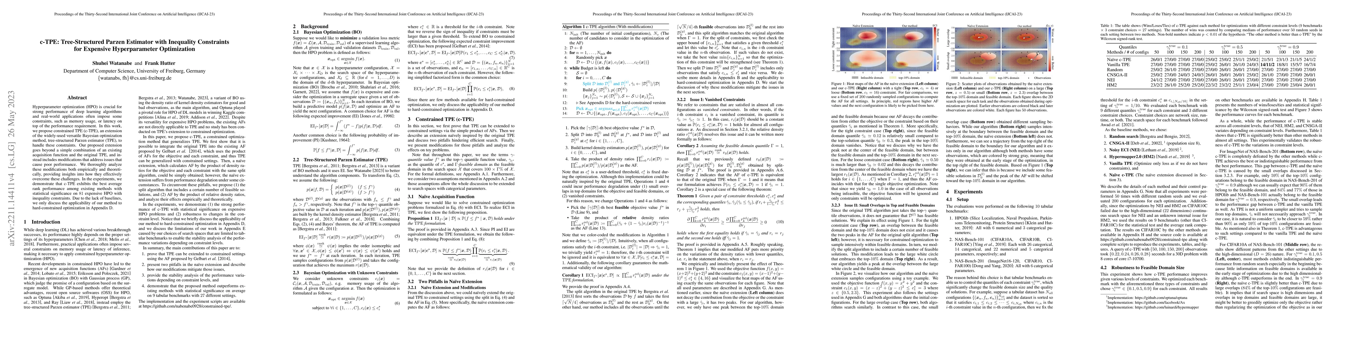 Thumbnail for c-TPE: Tree-structured Parzen Estimator with Inequality Constraints for
  Expensive Hyperparameter Optimization