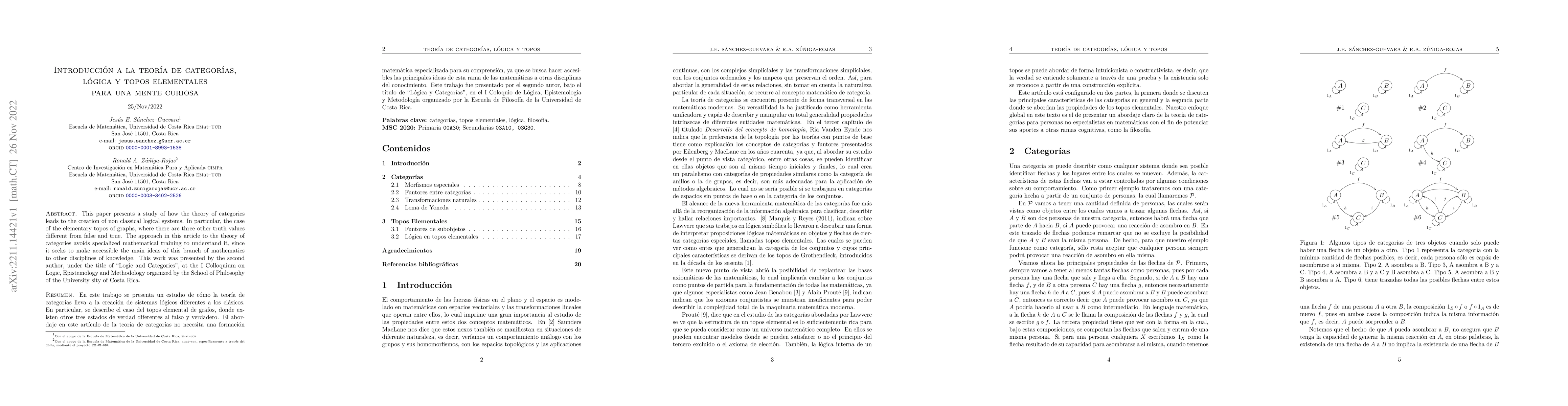Thumbnail for Introducci\'on a la teor\'ia de categor\'ias, l\'ogica y topos
  elementales para una mente curiosa