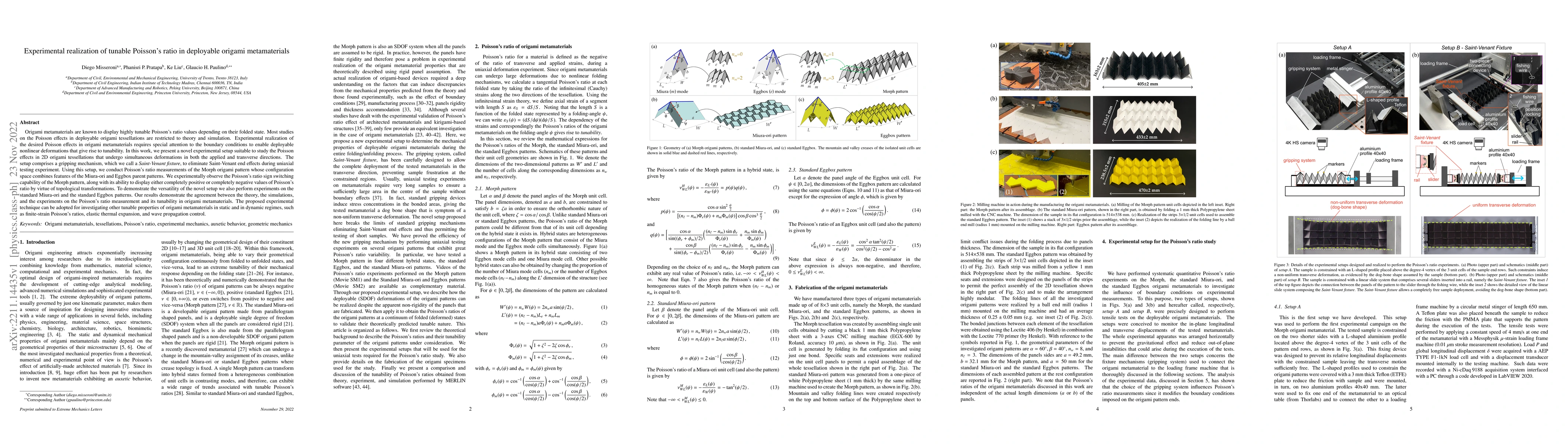 Thumbnail for Experimental realization of tunable Poisson's ratio in deployable
  origami metamaterials