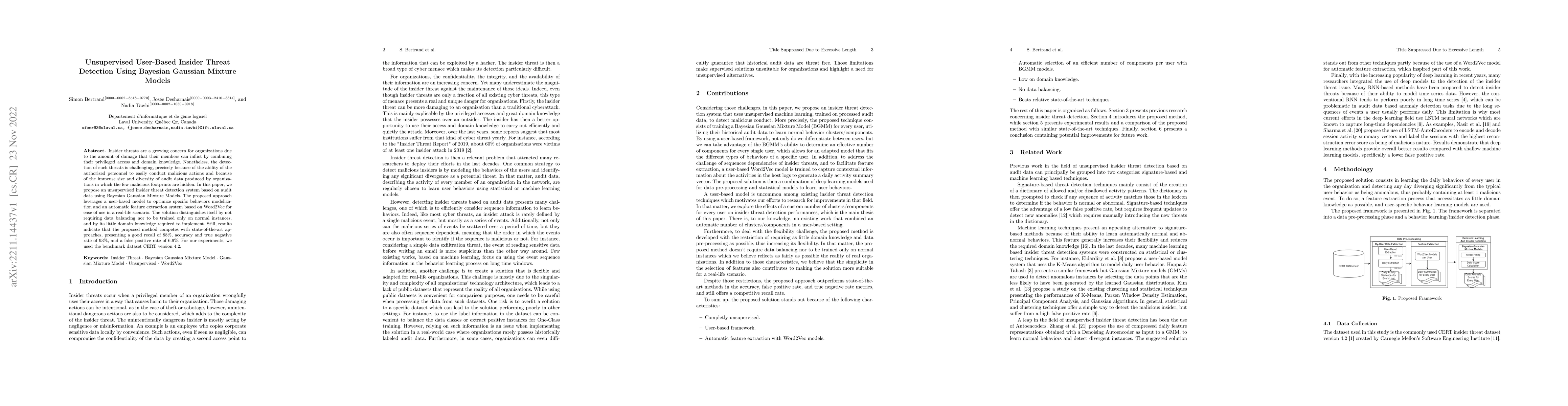 Thumbnail for Unsupervised User-Based Insider Threat Detection Using Bayesian Gaussian
  Mixture Models
