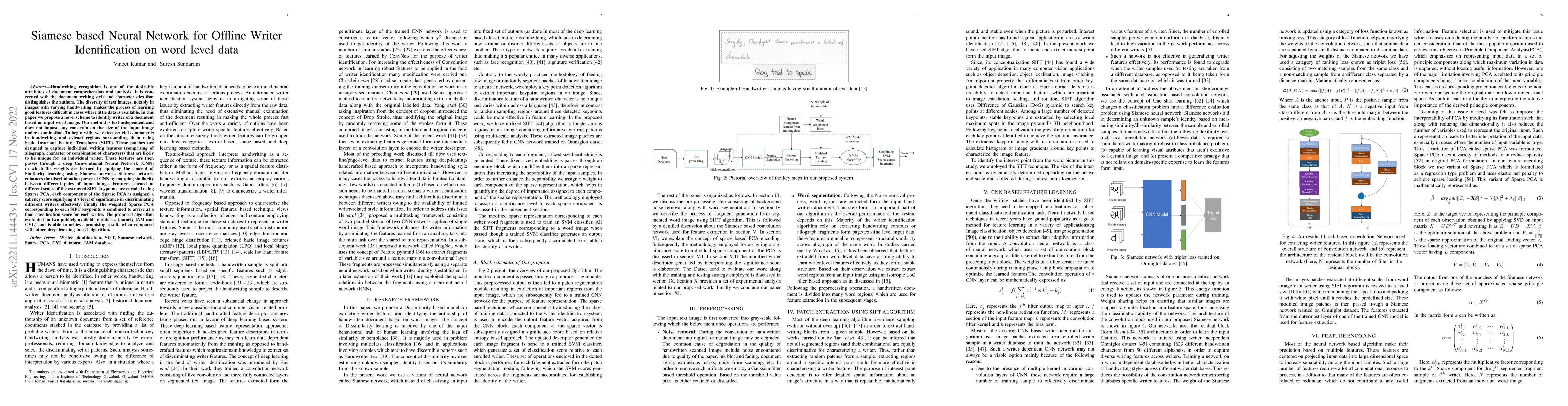 Thumbnail for Siamese based Neural Network for Offline Writer Identification on word
  level data