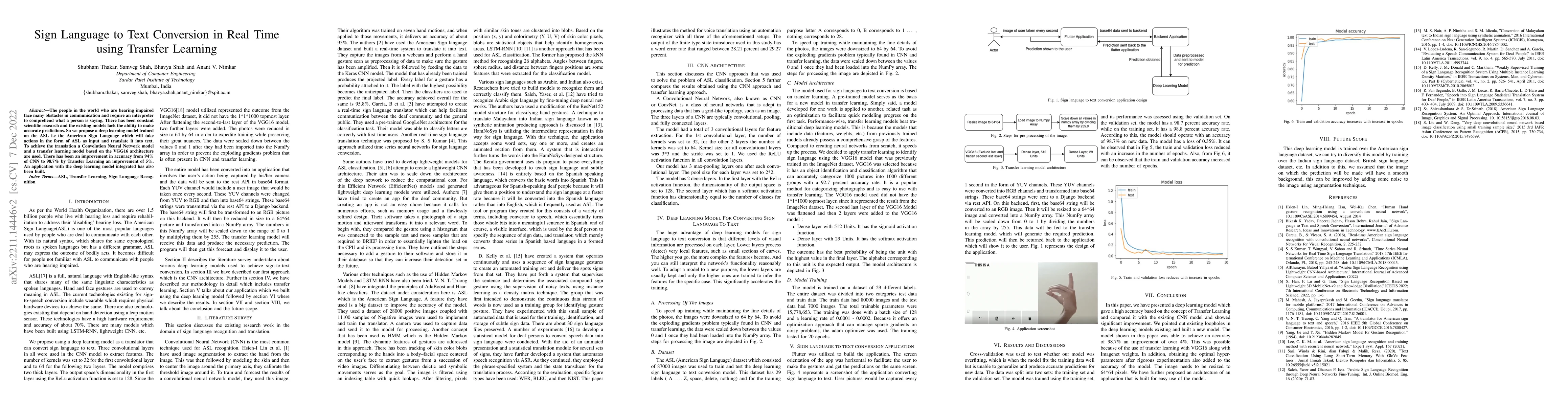 Thumbnail for Sign Language to Text Conversion in Real Time using Transfer Learning
