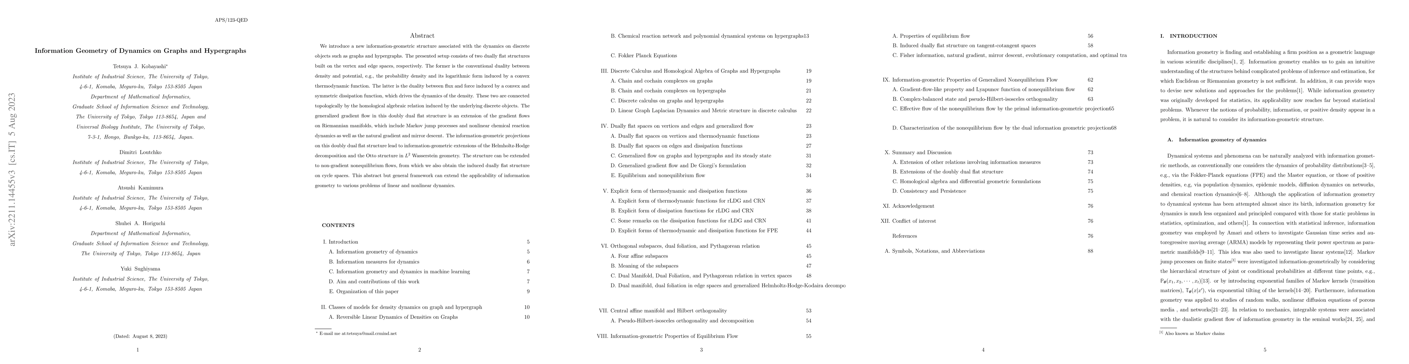 Thumbnail for Information Geometry of Dynamics on Graphs and Hypergraphs