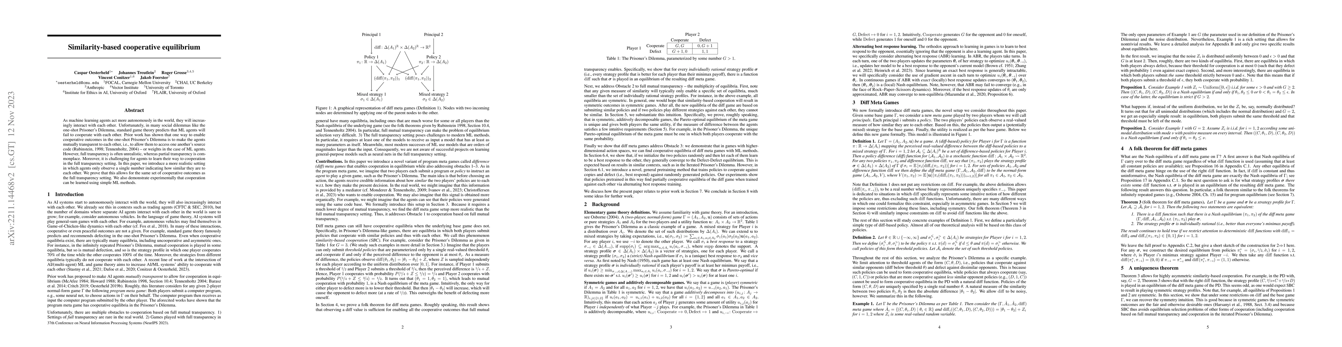 Thumbnail for Similarity-based cooperative equilibrium