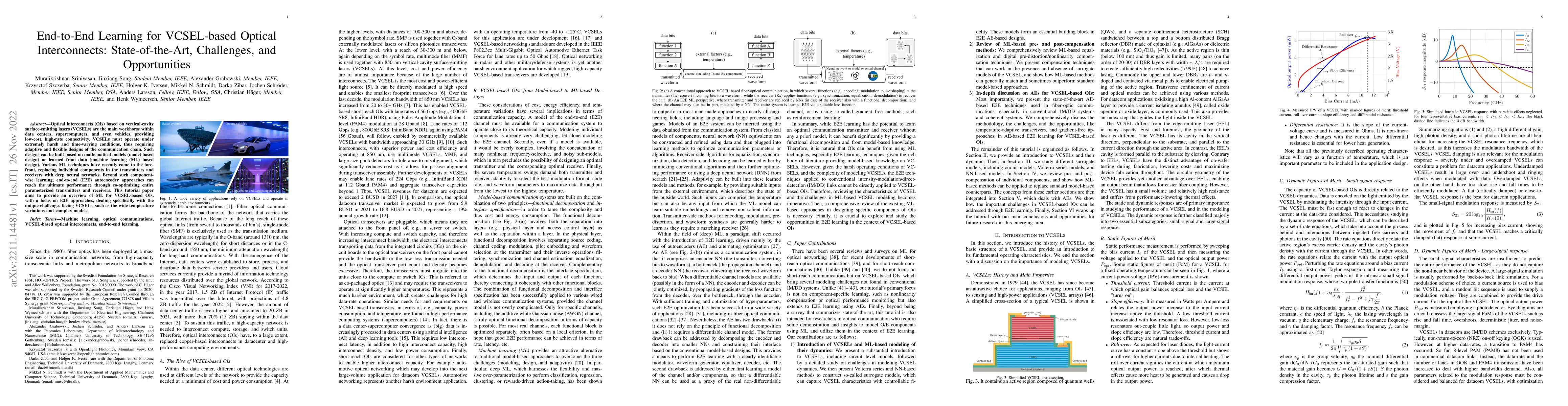 Thumbnail for End-to-End Learning for VCSEL-based Optical Interconnects:
  State-of-the-Art, Challenges, and Opportunities
