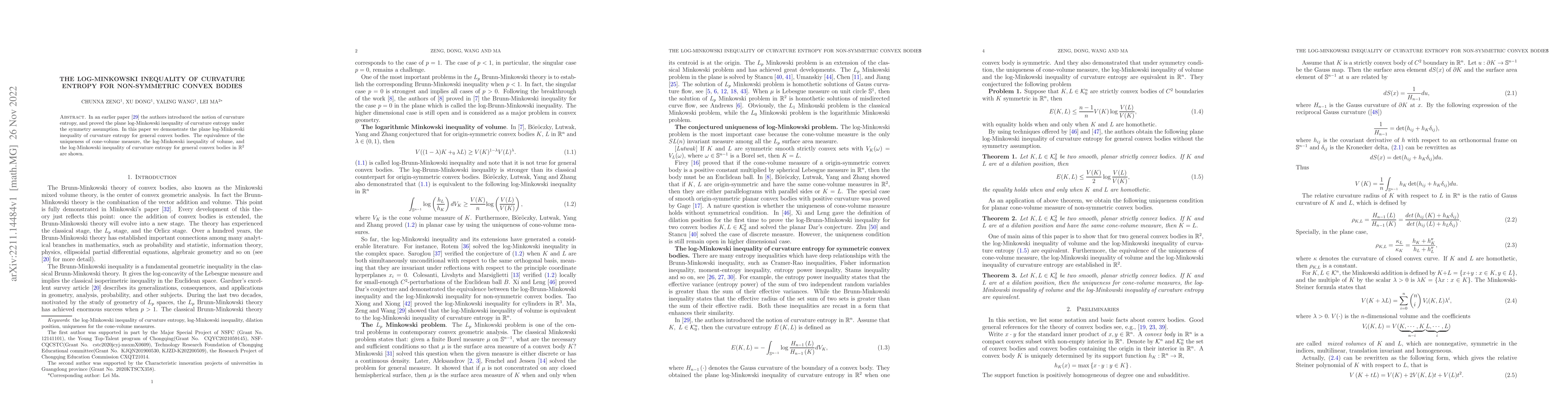 Thumbnail for The log-Minkowski inequality of curvature entropy for non-symmetric
  convex bodies