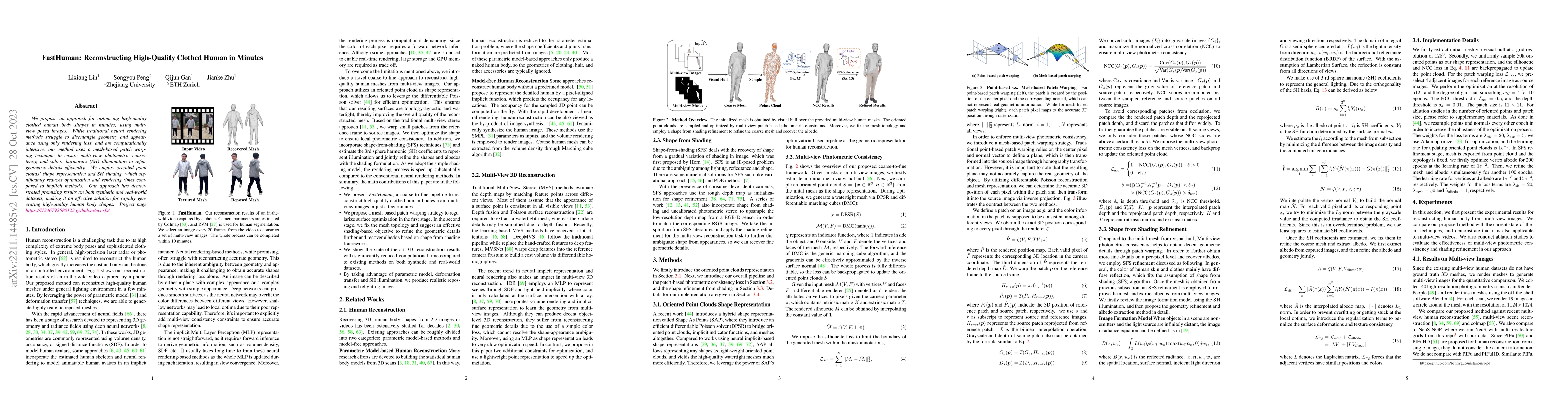 Thumbnail for FastHuman: Reconstructing High-Quality Clothed Human in Minutes
