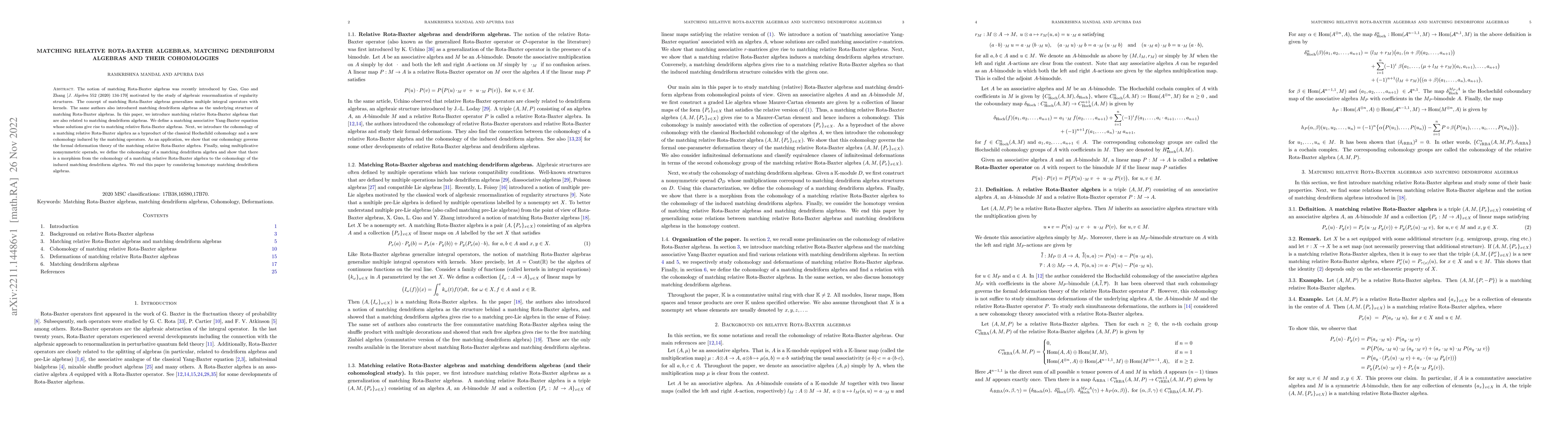 Thumbnail for Matching relative Rota-Baxter algebras, matching dendriform algebras and
  their cohomologies