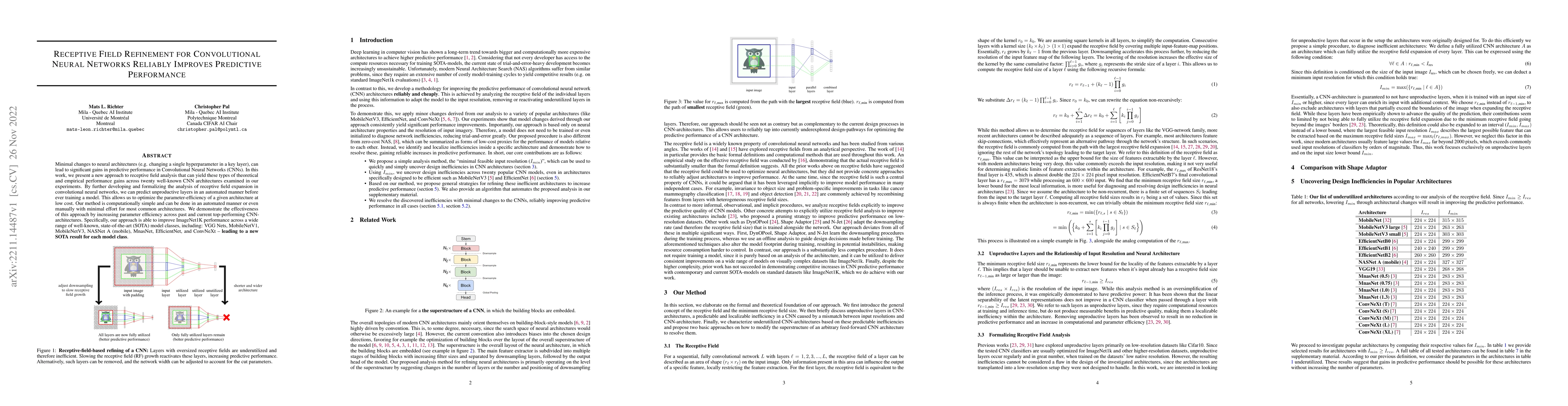 Thumbnail for Receptive Field Refinement for Convolutional Neural Networks Reliably
  Improves Predictive Performance
