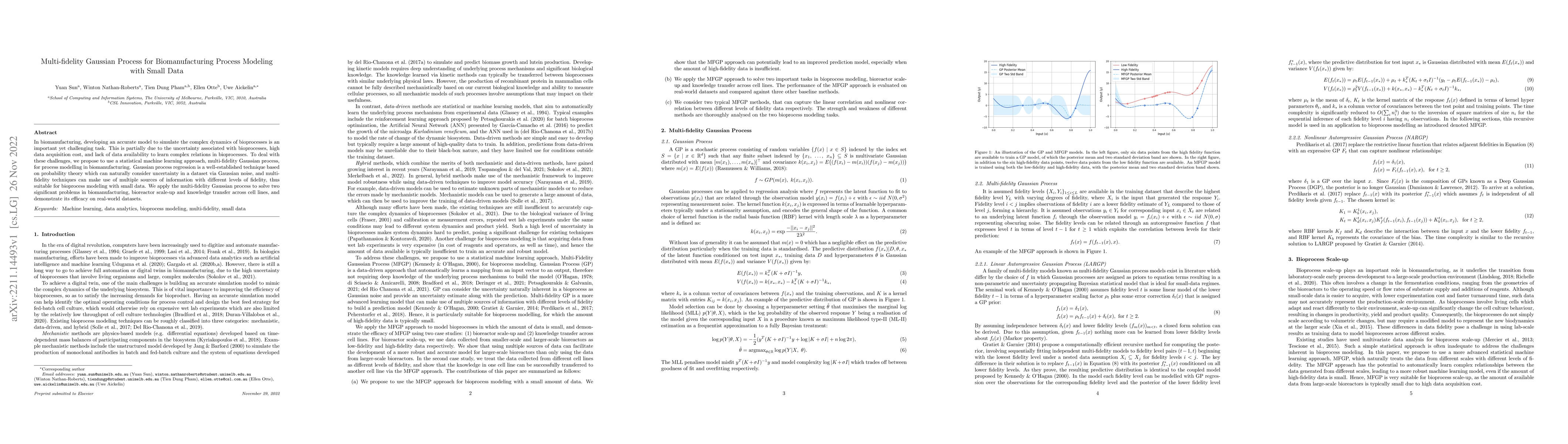 Thumbnail for Multi-fidelity Gaussian Process for Biomanufacturing Process Modeling
  with Small Data