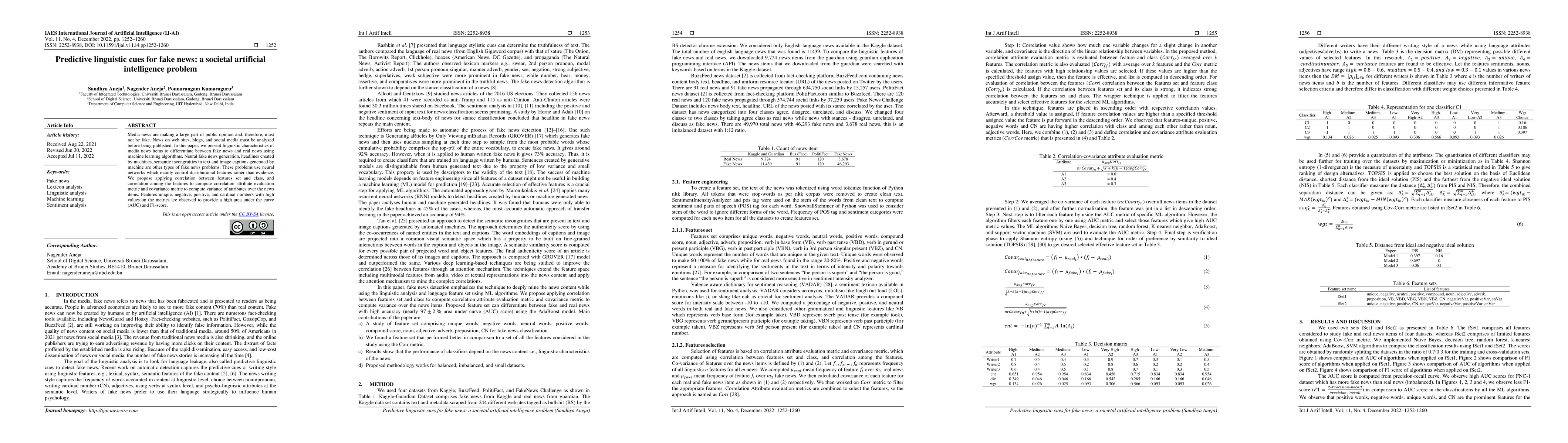 Thumbnail for Predictive linguistic cues for fake news: a societal artificial
  intelligence problem