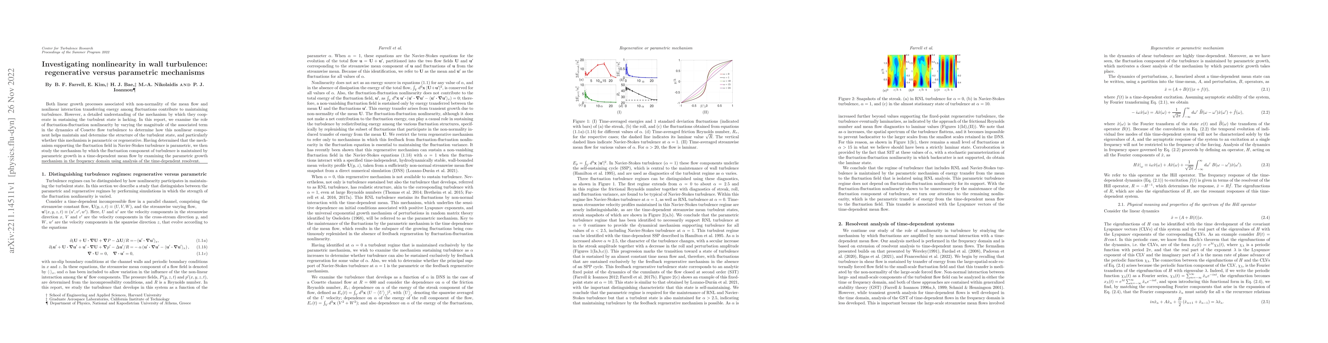 Thumbnail for Investigating nonlinearity in wall turbulence: regenerative versus
  parametric mechanisms
