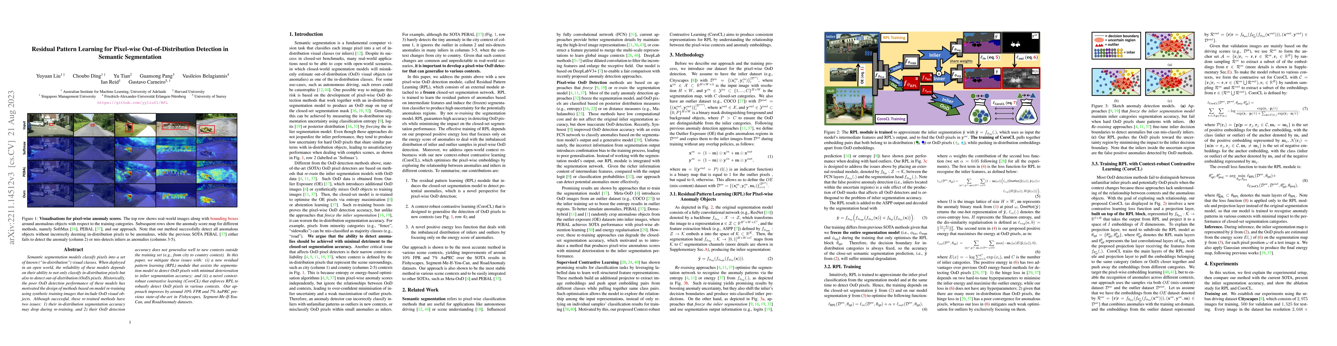 Thumbnail for Residual Pattern Learning for Pixel-wise Out-of-Distribution Detection
  in Semantic Segmentation