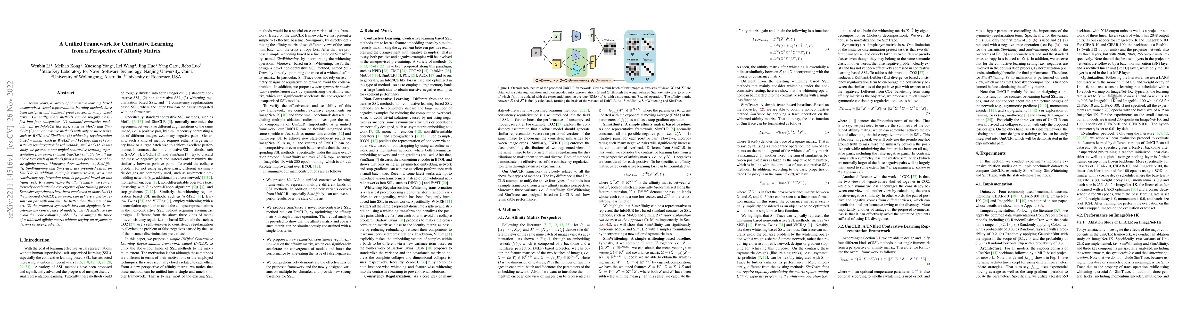 Thumbnail for A Unified Framework for Contrastive Learning from a Perspective of
  Affinity Matrix