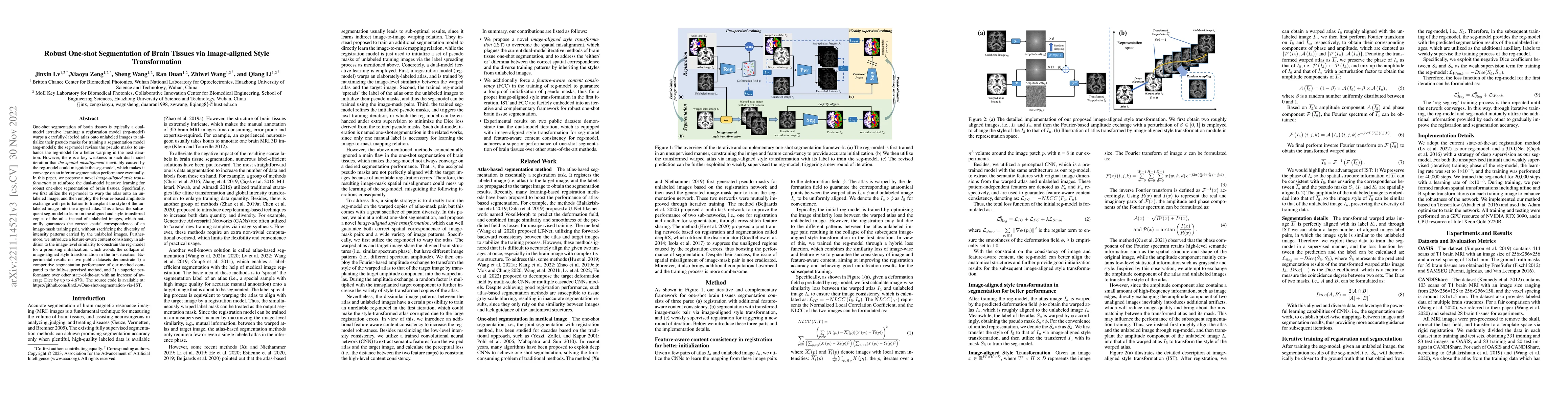 Thumbnail for Robust One-shot Segmentation of Brain Tissues via Image-aligned Style
  Transformation