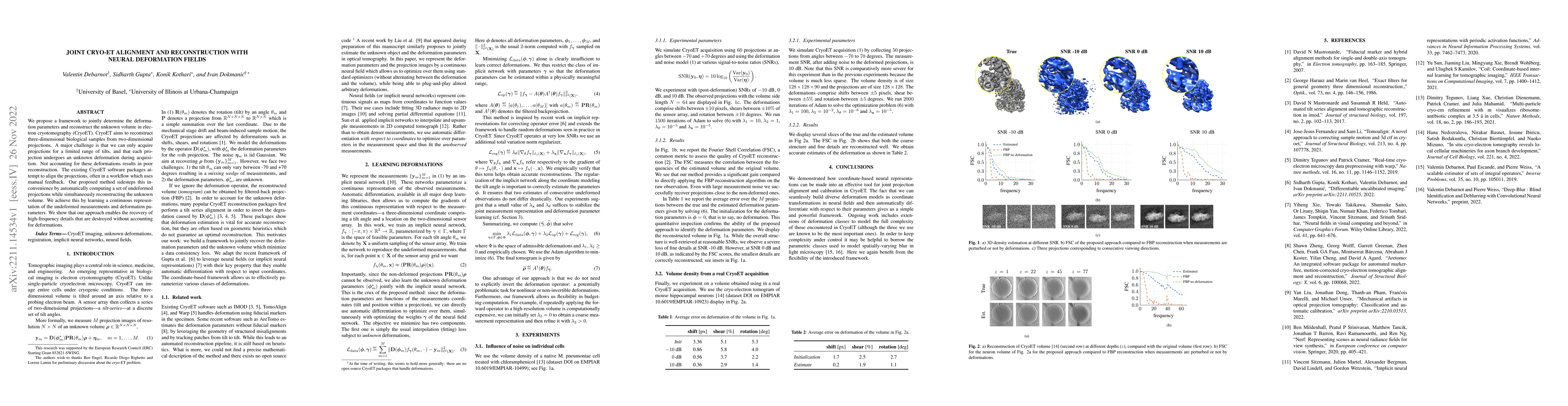 Thumbnail for Joint Cryo-ET Alignment and Reconstruction with Neural Deformation
  Fields
