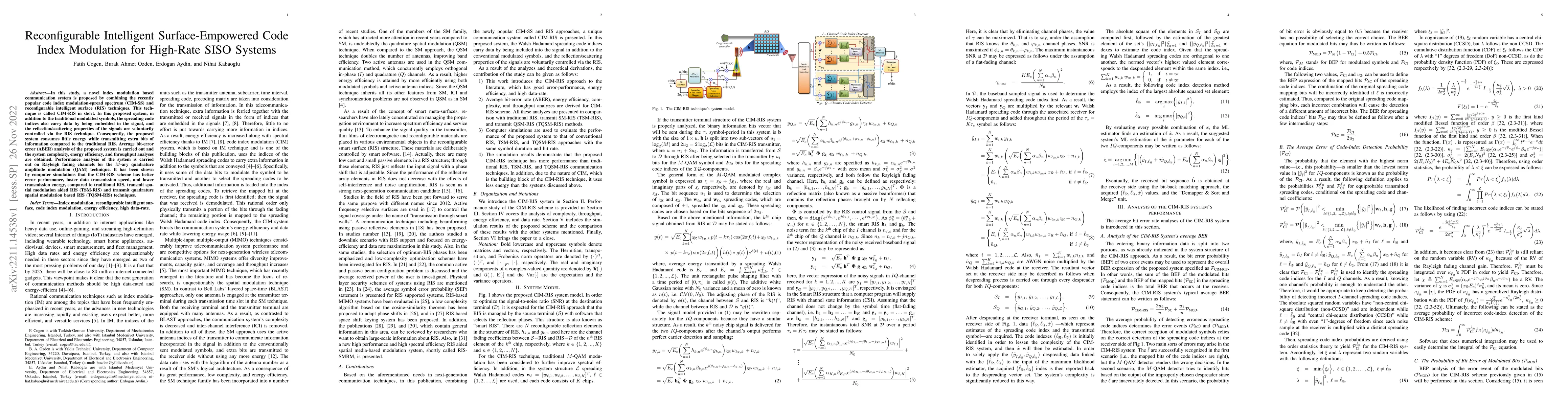 Thumbnail for Reconfigurable Intelligent Surface-Empowered Code Index Modulation for
  High-Rate SISO Systems