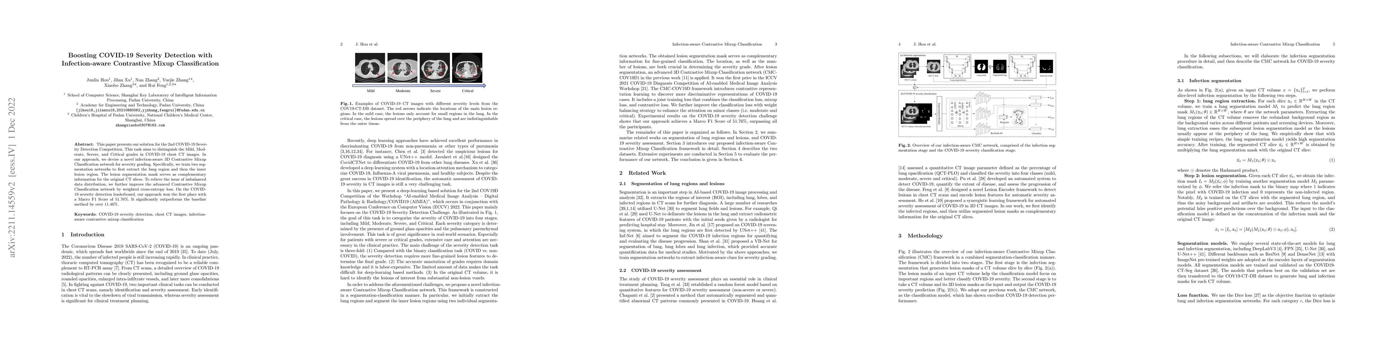 Thumbnail for Boosting COVID-19 Severity Detection with Infection-aware Contrastive
  Mixup Classification