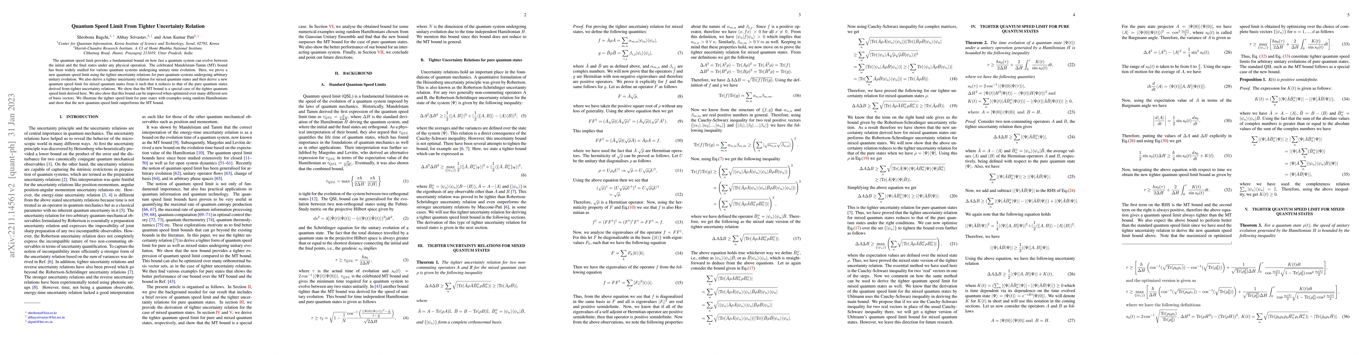 Thumbnail for Quantum Speed Limit From Tighter Uncertainty Relation