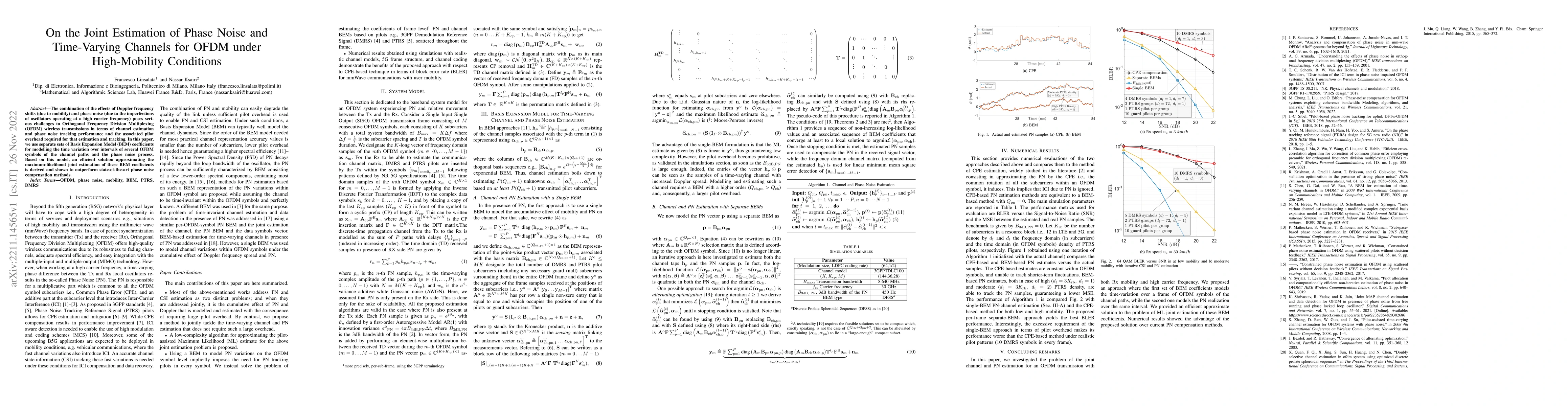Thumbnail for On the Joint Estimation of Phase Noise and Time-Varying Channels for
  OFDM under High-Mobility Conditions