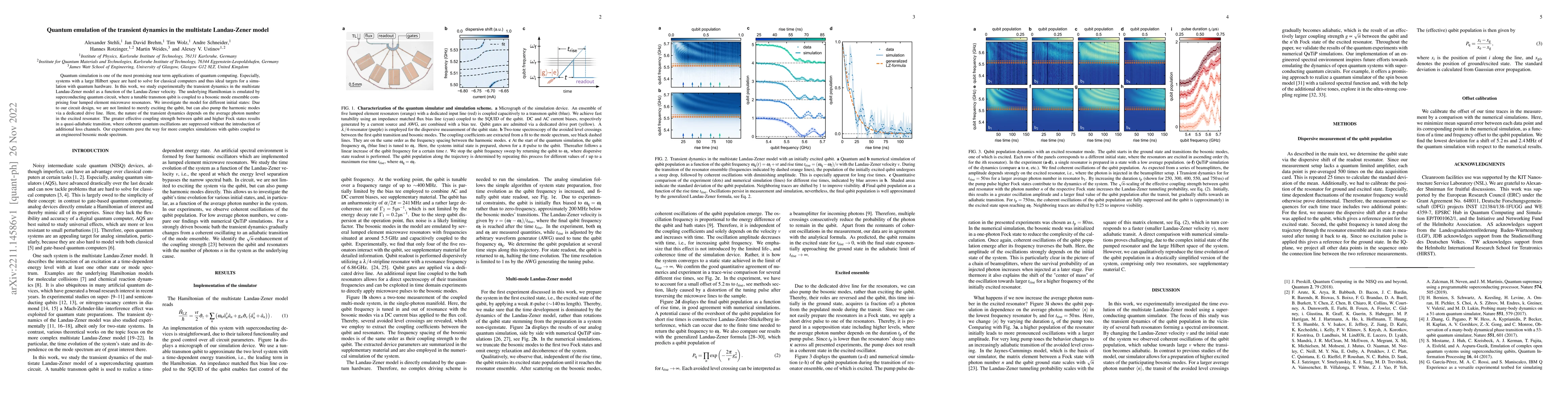 Thumbnail for Quantum emulation of the transient dynamics in the multistate
  Landau-Zener model