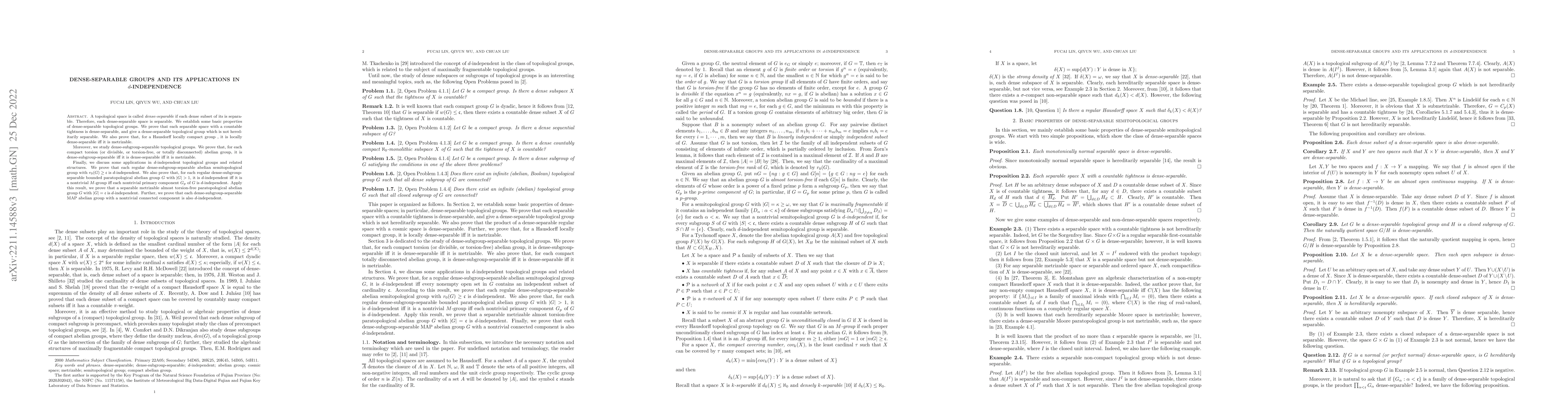Thumbnail for Dense-separable groups and its applications in $d$-independence