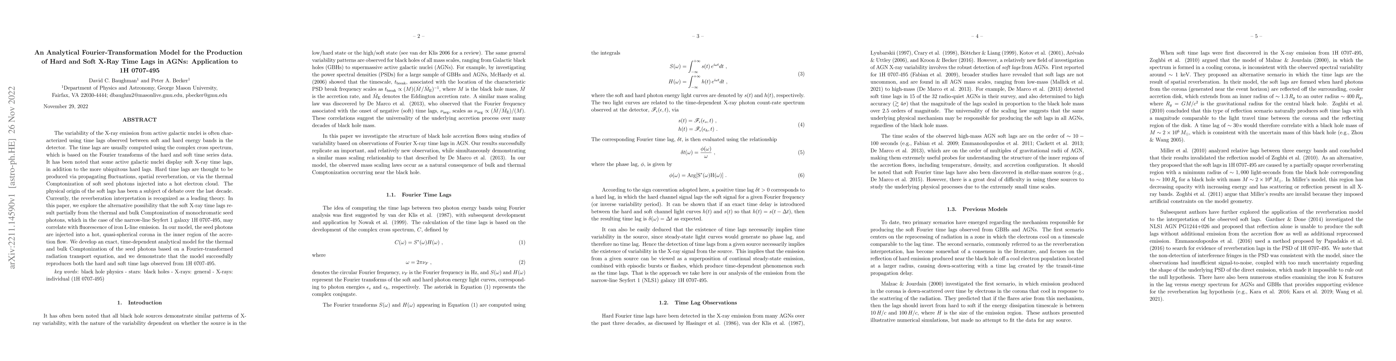 Thumbnail for An Analytical Fourier-Transformation Model for the Production of Hard
  and Soft X-Ray Time Lags in AGNs: Application to 1H 0707-495